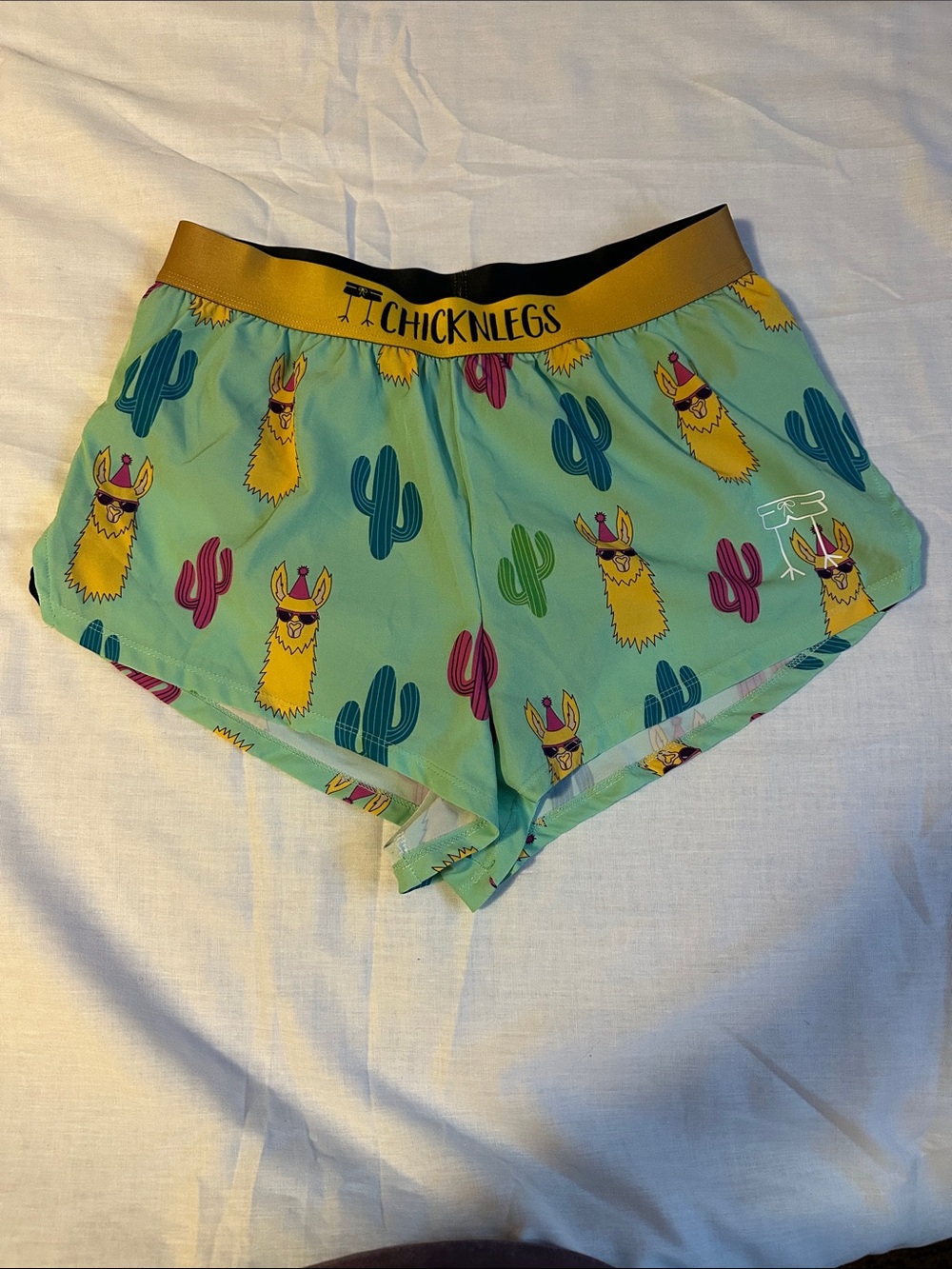 Chicken Legs Mint Llama Print Athletic Running Shorts Medium